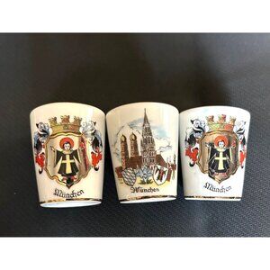 Set Of 3 Handcrafted München Souvenir Cups Munich Germany Collectible Handgemalt